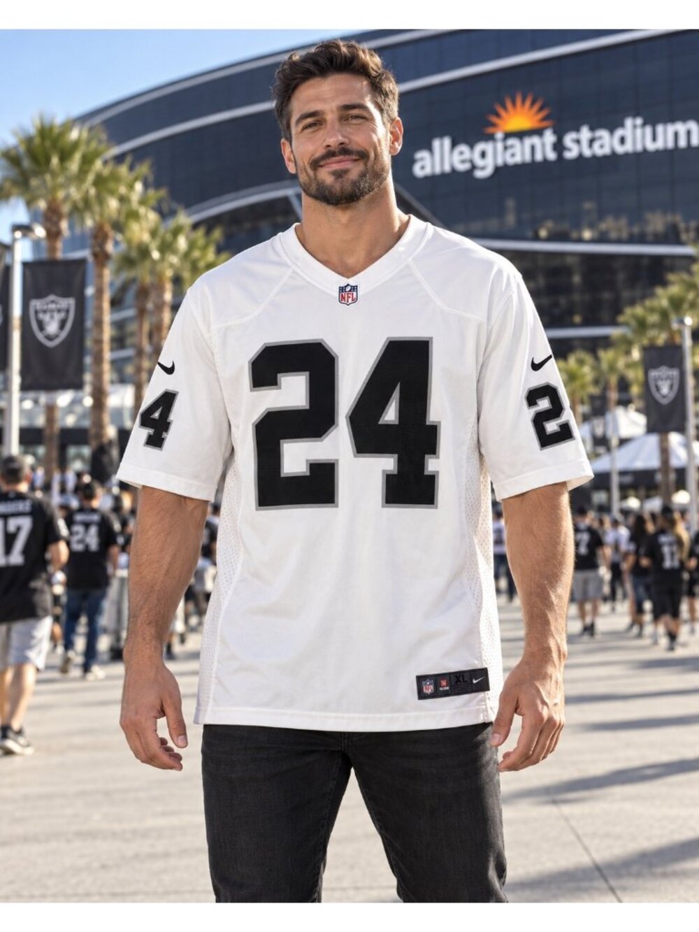 Nike Las Vegas Raiders Johnathan Abram 24 White NFL Jersey Men’s XL EUC